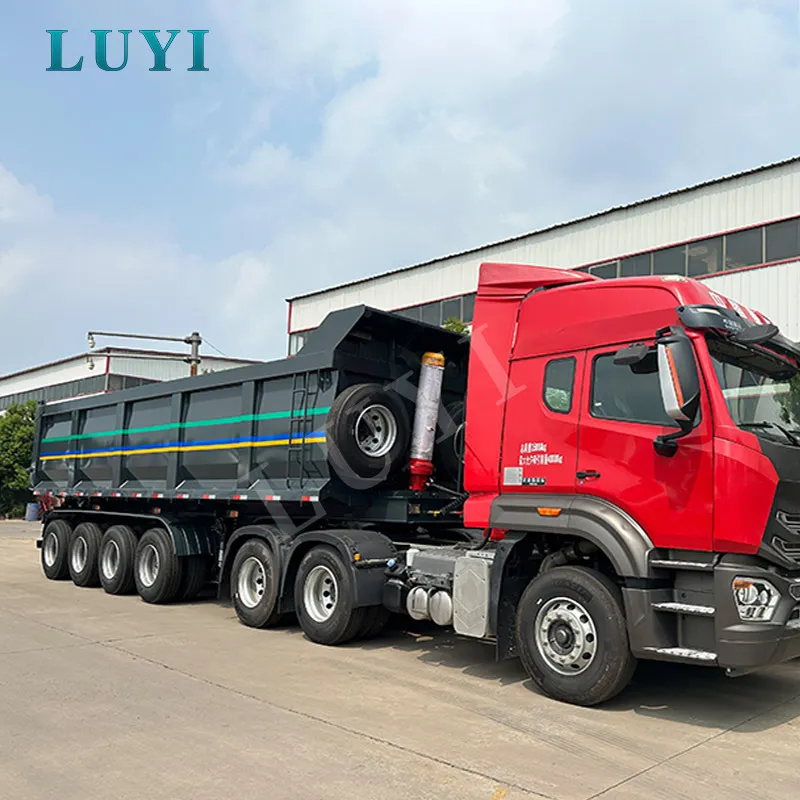 Jenama baru 4 - Axle 100 - tan u - jenis hidraulik belakang-unloading semi-trailer,